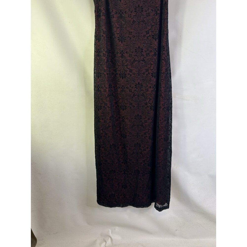 VTG Y2K Sheer Metallic Floral Over Lay Spaghetti Slip Dress Whimsy HOC - Picture 5 of 7